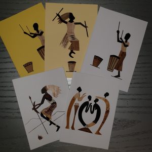 Kunstpostkarten mit Musik- , Tanz- und Trommelmotiven